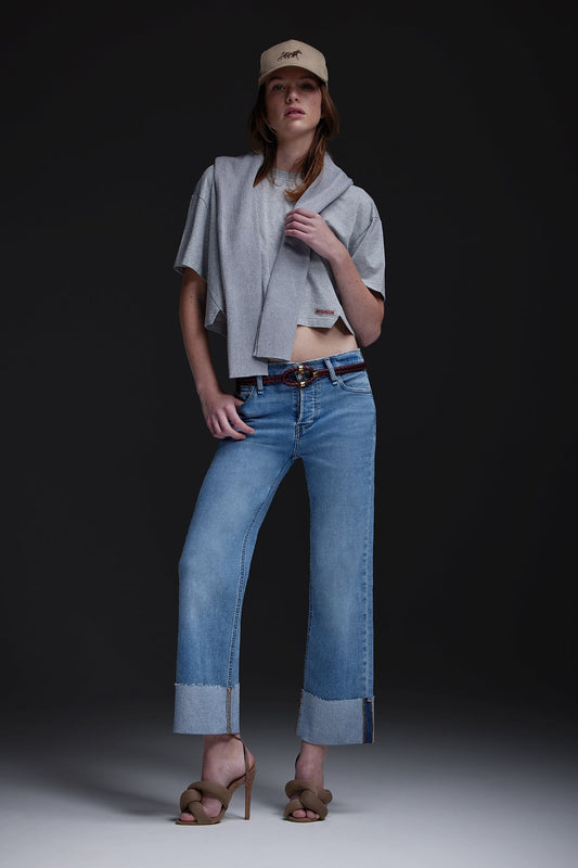 Rosie High Rise Wide Leg Ankle Cuff