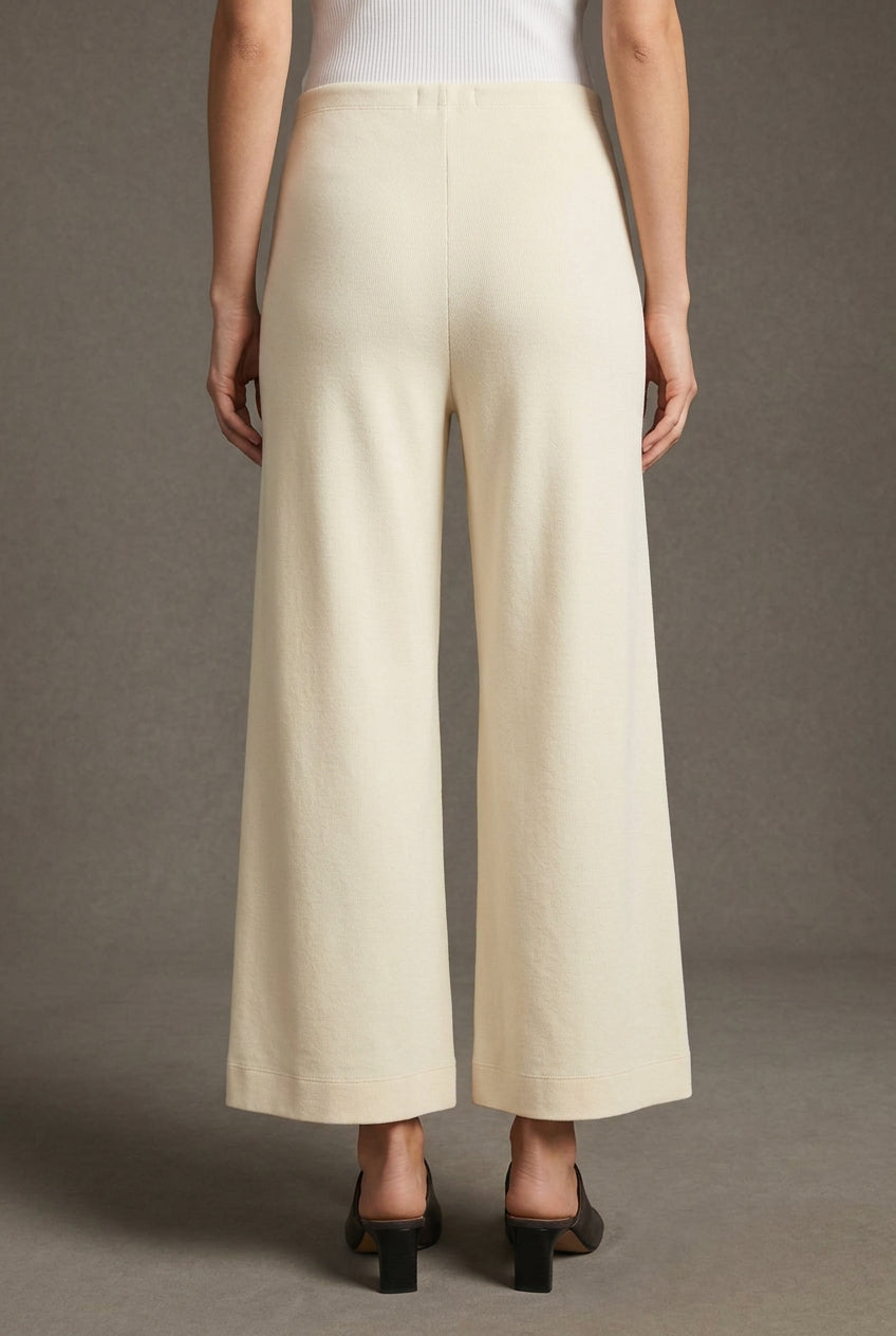 Scuba Cropped Wide Leg Pant Off White