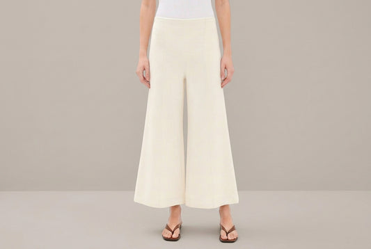 Scuba Cropped Wide Leg Pant Off White