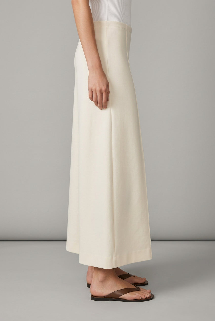 Scuba Cropped Wide Leg Pant Off White