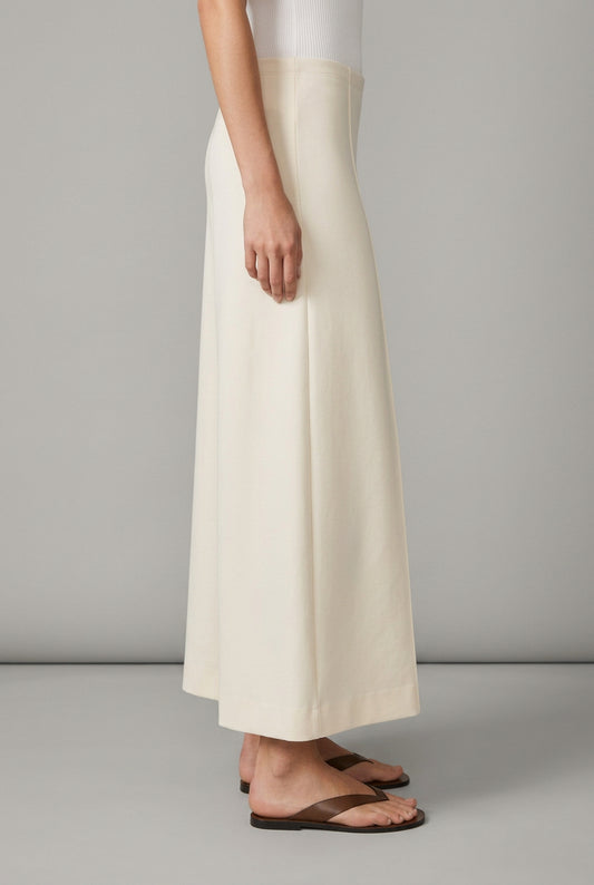 Scuba Cropped Wide Leg Pant Off White