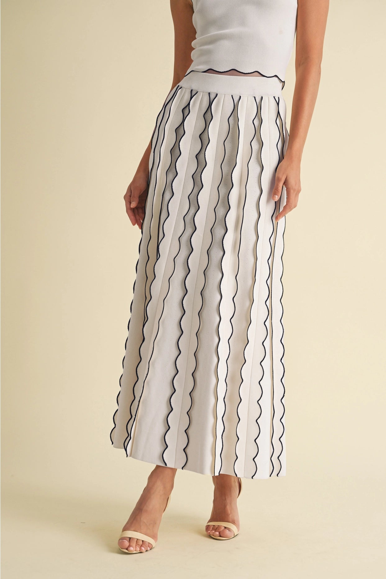 Luxe Pleated Sweater Knit Maxi Skirt